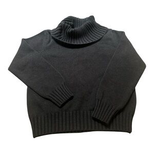 JEANNE PIERRE Black Ribbed Cowl Neck Sweater